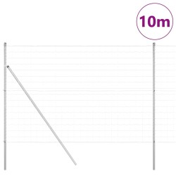 Clôture avec poteau Argenté 1,6 x 10 m Acier et PVC 529293529293