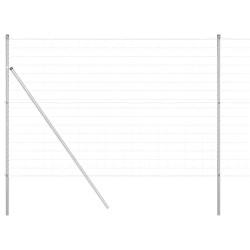 Clôture avec poteau Argenté 1,5 x 10 m Acier et PVC 529294529294