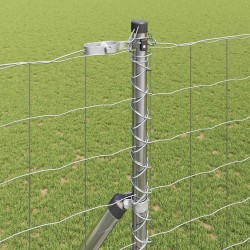 Clôture avec poteau Argenté 1,5 x 10 m Acier et PVC 529294529294
