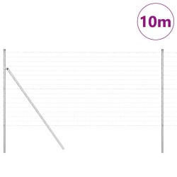 Clôture avec poteau Argenté 1,2 x 10 m Acier et PVC 529301529301