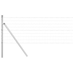 Clôture avec poteau Argenté 0,8 x 10 m Acier et PVC 529302529302