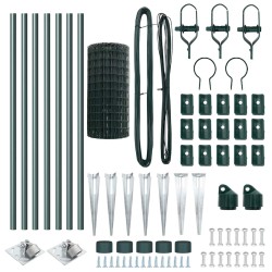 Clôture avec poteau Vert 0,8 x 10 m Acier et PVC 529309529309