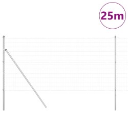 Clôture avec poteau Argenté 1,2 x 25 m Acier et PVC 529316529316