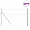 Clôture avec poteau Argenté 0,6 x 50 m Acier et PVC 529321529321