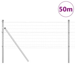 Clôture avec poteau Argenté 0,4 x 50 m Acier et PVC 529325529325
