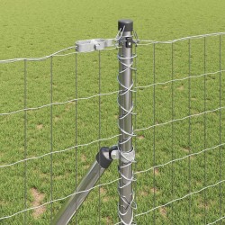 Clôture avec poteau Argenté 1 x 25 m Acier et PVC 529329529329
