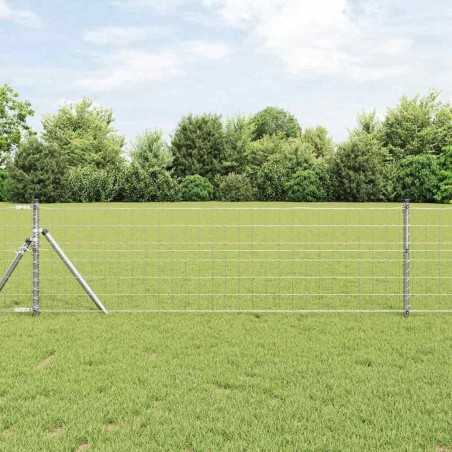 Clôture avec poteau Argenté 0,6 x 25 m Acier et PVC 529331529331