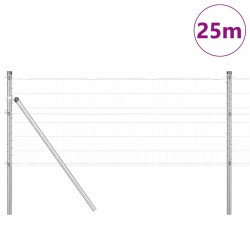 Clôture avec poteau Argenté 0,4 x 25 m Acier et PVC 529337529337