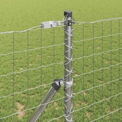 Clôture avec poteau Argenté 1 x 25 m Acier et PVC 529338529338
