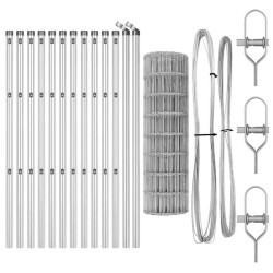Clôture avec poteau Argenté 0,6 x 25 m Acier et PVC 529340529340