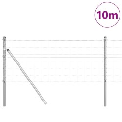 Clôture avec poteau Argenté 0,8 x 10 m Acier et PVC 529352529352
