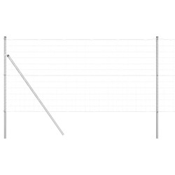 Clôture avec poteau Argenté 1,4 x 10 m Acier et PVC 529355529355