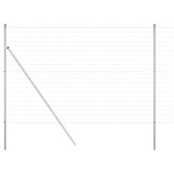 Clôture avec poteau Argenté 1,5 x 10 m Acier et PVC 529357529357