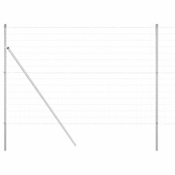 Clôture avec poteau Argenté 1,6 x 10 m Acier et PVC 529359529359
