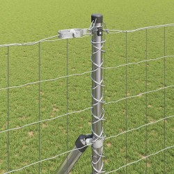 Clôture avec poteau Argenté 1,6 x 10 m Acier et PVC 529359529359