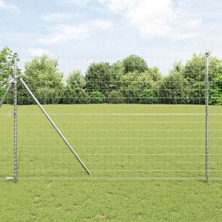 Clôture avec poteau Argenté 1,5 x 10 m Acier et PVC 529360529360
