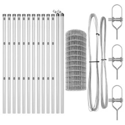 Clôture avec poteau Argenté 0,6 x 25 m Acier et PVC 529366529366