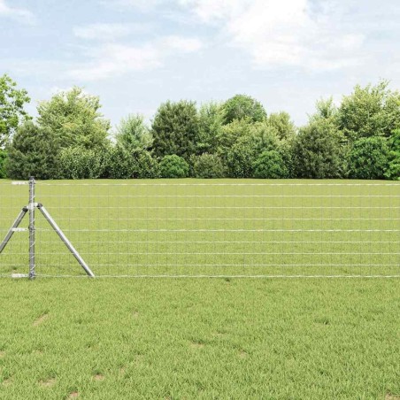 Clôture avec poteau Argenté 0,6 x 50 m Acier et PVC 529370529370