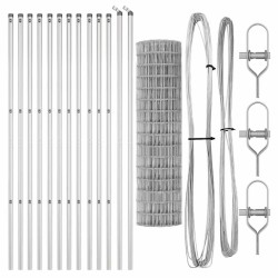 Clôture avec poteau Argenté 1,2 x 25 m Acier et PVC 529372529372