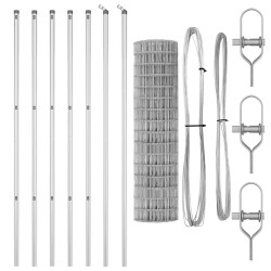 Clôture avec poteau Argenté 1 x 25 m Acier et PVC 529373529373