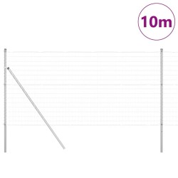 Clôture avec poteau Argenté 1 x 10 m Acier et PVC 529380529380