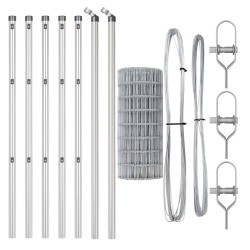 Clôture avec poteau Argenté 0,6 x 10 m Acier et PVC 529381529381