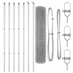 Clôture avec poteau Argenté 1,5 x 10 m Acier et PVC 529385529385