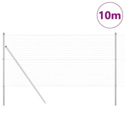 Clôture avec poteau Argenté 1,4 x 10 m Acier et PVC 529386529386