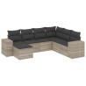 Salon de jardin avec coussins 7 pcs gris clair résine tressée 529390529390