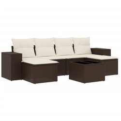 Salon de jardin avec coussins 7 pcs marron résine tressée 529394529394