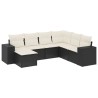 Salon de jardin 7 pcs avec coussins noir résine tressée 529395529395