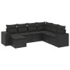 Salon de jardin 7 pcs avec coussins noir résine tressée 529396529396