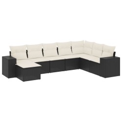 Salon de jardin 8 pcs avec coussins noir résine tressée 529399529399