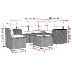 Salon de jardin avec coussins 6 pcs marron résine tressée 529400529400