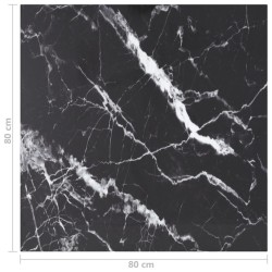 Dessus de table noir 80x80 cm 6 mm verre trempé design marbre 529402529402