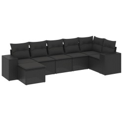 Salon de jardin 7 pcs avec coussins noir résine tressée 529405529405