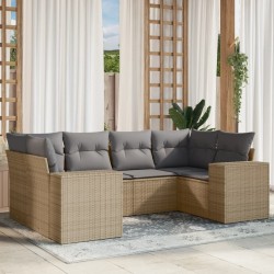 Salon de jardin avec coussins 6 pcs beige résine tressée 529409529409