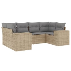 Salon de jardin avec coussins 6 pcs beige résine tressée 529409529409