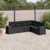 Salon de jardin 6 pcs avec coussins noir résine tressée 529411529411