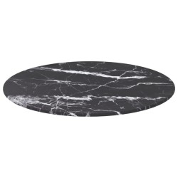 Dessus de table noir Ø50x0,8cm verre trempé avec design marbre 529412529412