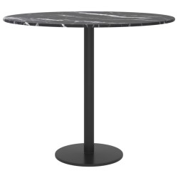 Dessus de table noir Ø50x0,8cm verre trempé avec design marbre 529412529412