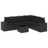 Salon de jardin 7 pcs avec coussins noir résine tressée 529413529413