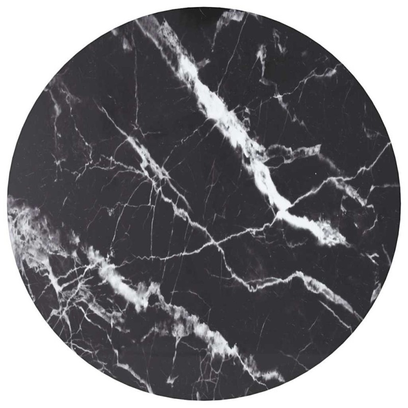 Dessus de table noir Ø40x0,8cm verre trempé avec design marbre 529414529414