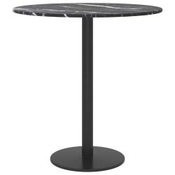 Dessus de table noir Ø40x0,8cm verre trempé avec design marbre 529414529414
