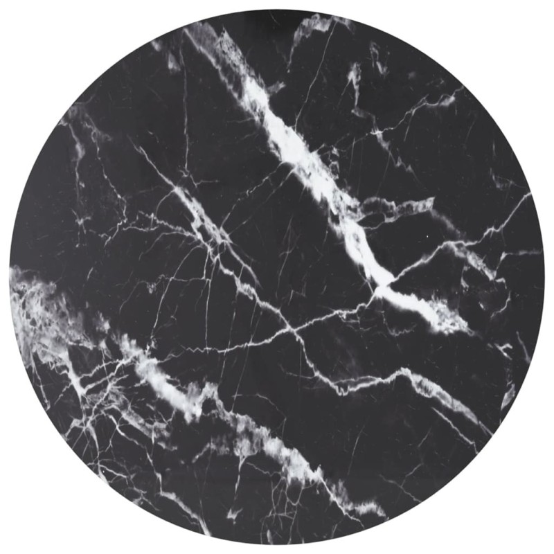 Dessus de table noir Ø80x1 cm verre trempé avec design marbre 529415529415