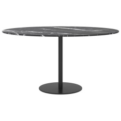 Dessus de table noir Ø80x1 cm verre trempé avec design marbre 529415529415