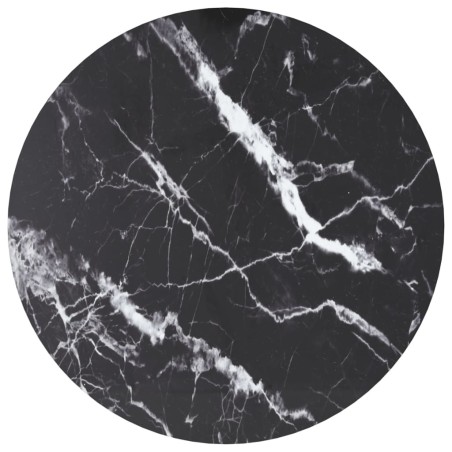 Dessus de table noir Ø70x0,8cm verre trempé avec design marbre 529416529416