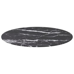 Dessus de table noir Ø70x0,8cm verre trempé avec design marbre 529416529416