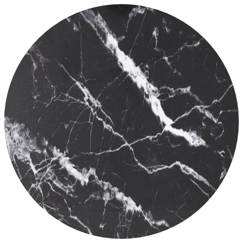 Dessus de table noir Ø60x0,8cm verre trempé avec design marbre 529418529418