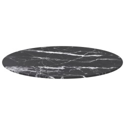 Dessus de table noir Ø60x0,8cm verre trempé avec design marbre 529418529418